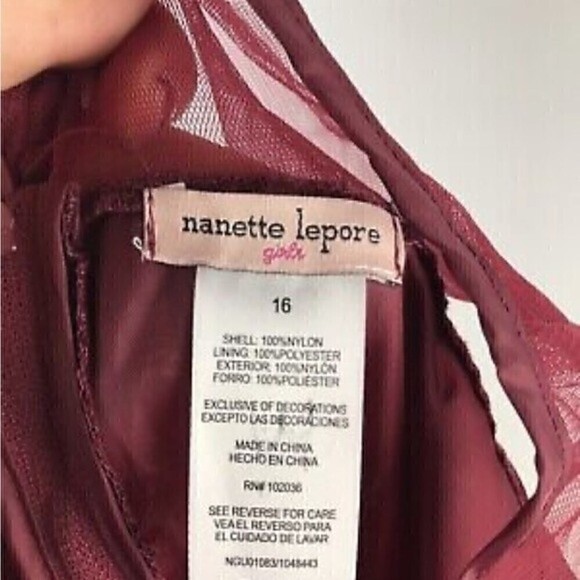 Nanette Lepore Girls Burgundy Lace Dress Size 16 - Picture 8 of 12
